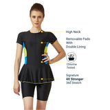 The Boost Women's PADDED SWIM DRESS (Half) (Sun Protected and Chlorine Tested)