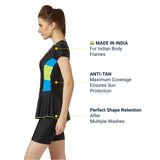 The Boost Women's PADDED SWIM DRESS (Half) (Sun Protected and Chlorine Tested)