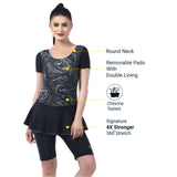 Marble Twirl Women's PADDED SWIM DRESS (Half) (Sun Protected and Chlorine Tested)