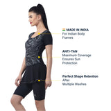 Marble Twirl Women's PADDED SWIM DRESS (Half) (Sun Protected and Chlorine Tested)