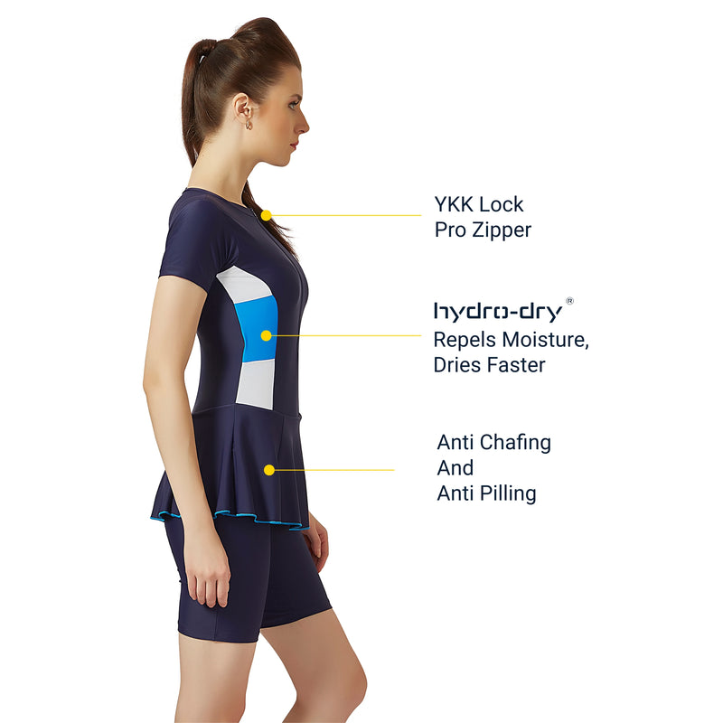 The Boost Women's PADDED SWIM DRESS (Half)  (Sun Protected and Chlorine Tested)
