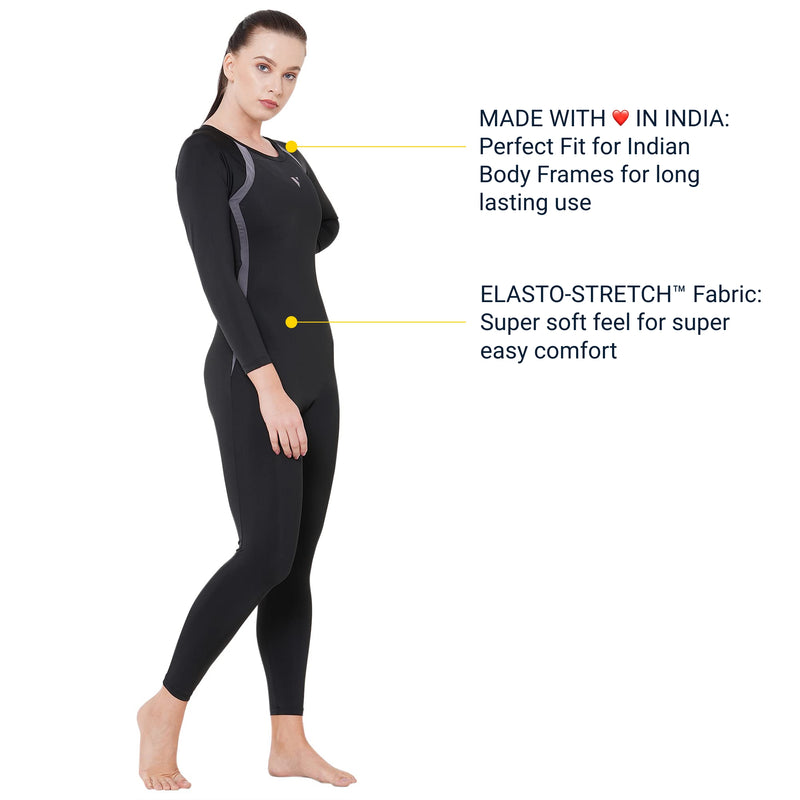 Men Sunsuit Short Sleeves Bodysuit UV Protection Swimwear UPF50+ Black Blue  (Chlorine Resistant) - EcoStinger