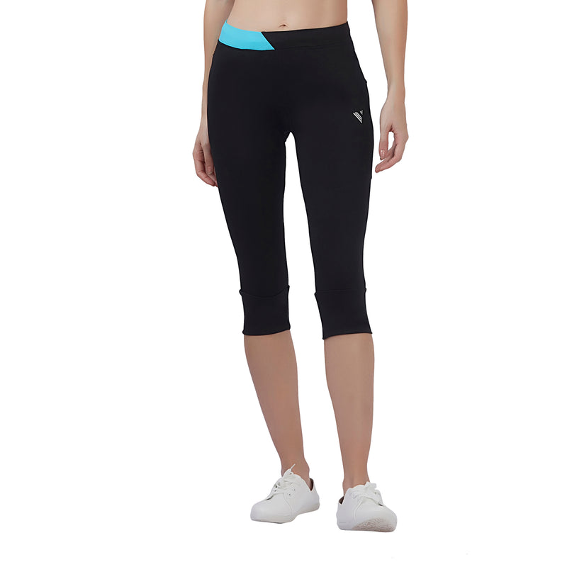 Power Double (Dual Pocket) Women 3/4TH LEGGING (High Rise Waistband with hydro-dry Tech)